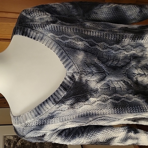 Anthropologie Sweaters - PILCRO INDIGO BLUE TIE DYE COTTON CABLEKNIT
